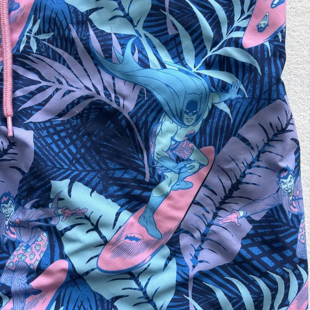Batman Swim Trunks Mens Medium Blue Surfing Joker Tropical Board Shorts‎